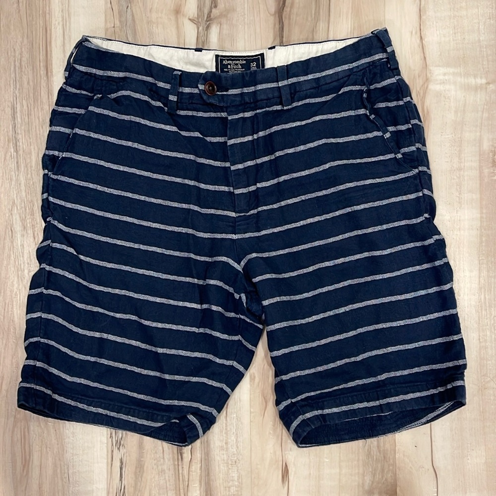 Abercrombie & Fitch navy linen shorts size men’s 32 8inch inseam